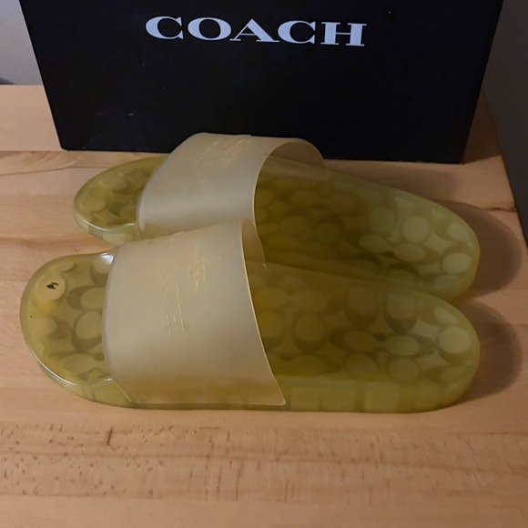 Coach Translucent Canary Yellow Slide Sandals Sz 11 D